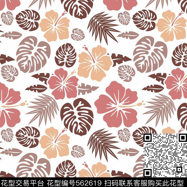 flower design - 562619 - textile design printing - 传统印花花型 － 床品花型设计 － 瓦栏