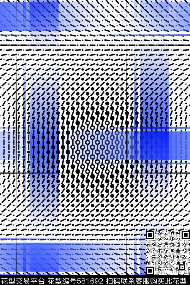 未来数码  渐变格子 - 581692 - 洋阳---衬衫 - 传统印花花型 － 女装花型设计 － 瓦栏
