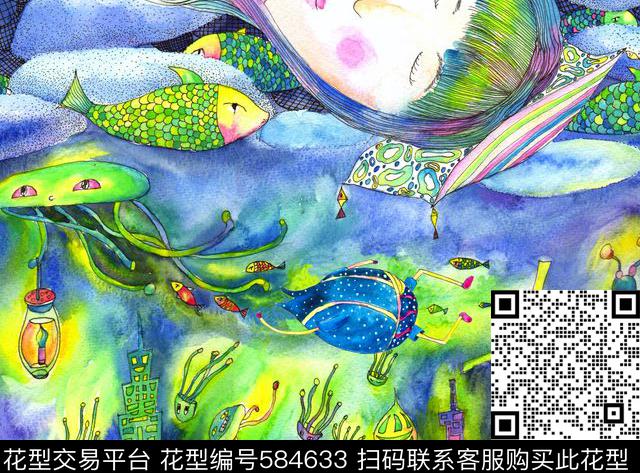 插画，时尚，少女心。 - 584633 - 插画 - 数码印花花型 － 箱包花型设计 － 瓦栏