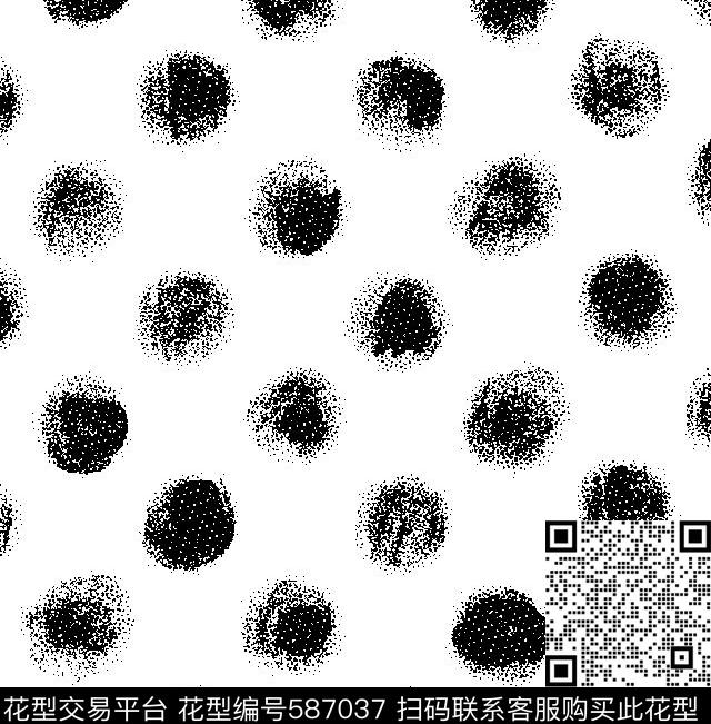 复古不规则几何波点 - 587037 - 复古 波点 不规则 - 传统印花花型 － 男装花型设计 － 瓦栏