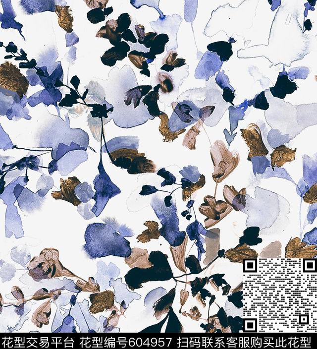 115-3.jpg - 604957 - 热带植物 手绘植物 水彩叶子 - 数码印花花型 － 女装花型设计 － 瓦栏