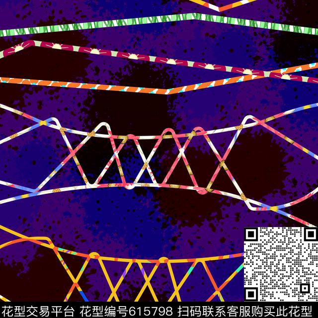 绳画.jpg - 615798 - 摩登时尚 抽象前卫绳子 - 数码印花花型 － 方巾花型设计 － 瓦栏