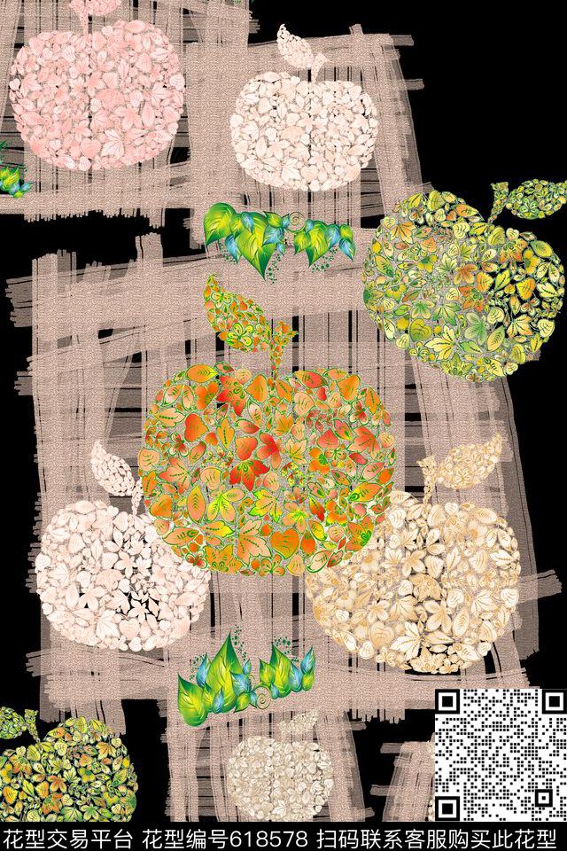10013khdz-22940-160421-5-1.jpg - 618578 - 水彩笔触 抽象图案 苹果组合 - 印花花型 － 女装花型设计 － 瓦栏