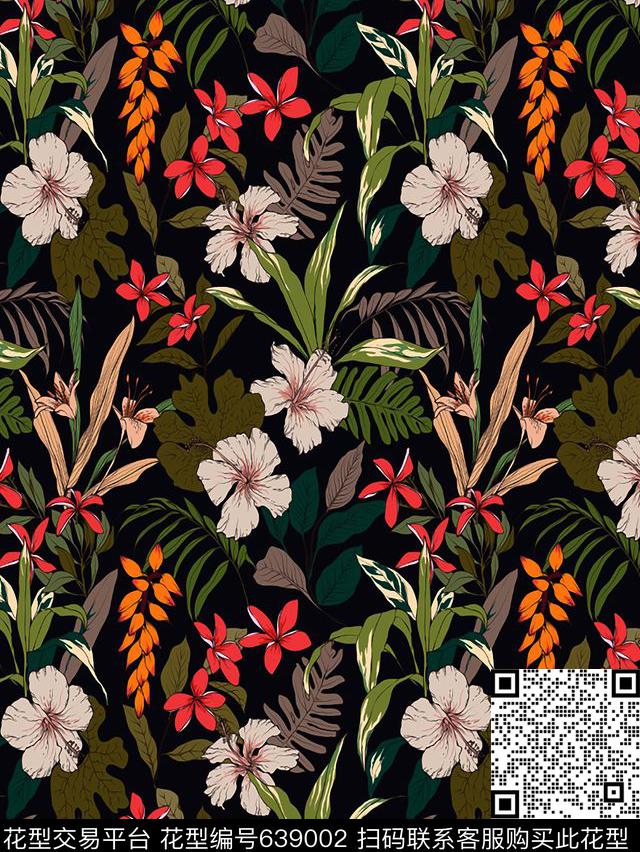 tropical floral print.jpg - 639002 - 花朵 花卉 热带 - 数码印花花型 － 泳装花型设计 － 瓦栏