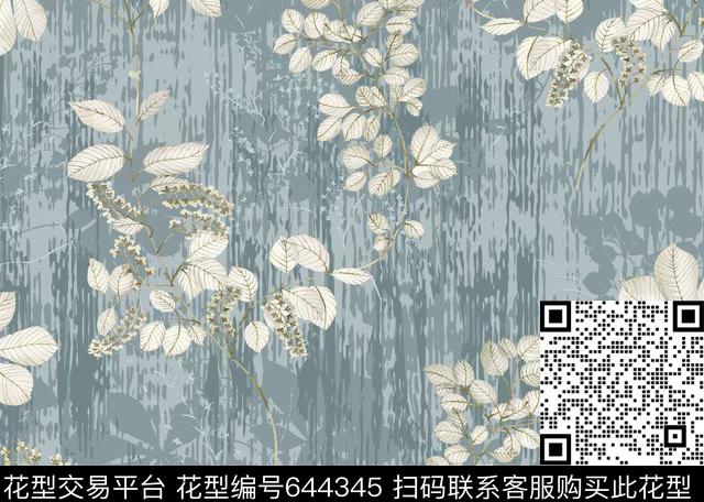 91119A.tif - 644345 - 手绘花 - 传统印花花型 － 窗帘花型设计 － 瓦栏