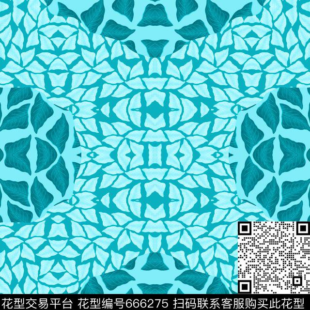 tropical leaves pattern.jpg - 666275 - 趣味 热带 叶子 - 数码印花花型 － 泳装花型设计 － 瓦栏