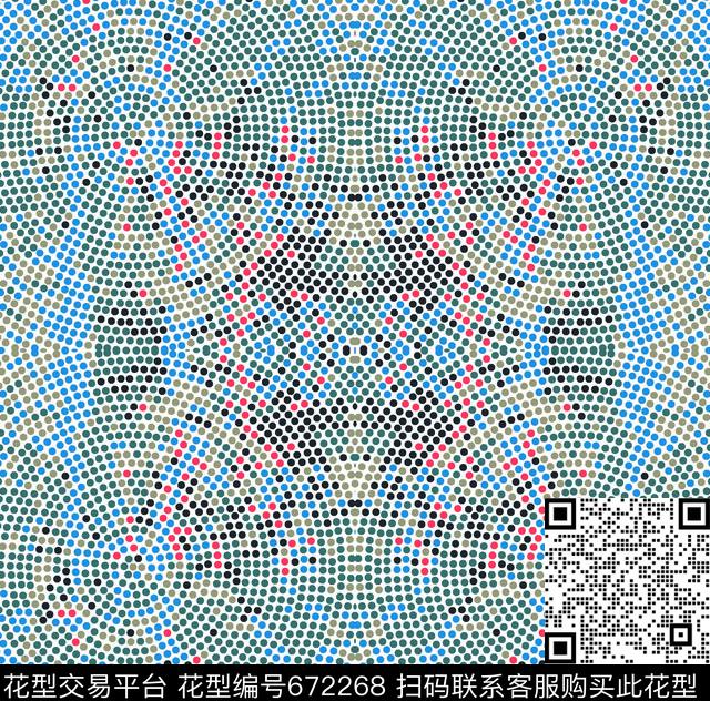 圆点圈圈.jpg - 672268 - 英伦 青花瓷 简约 - 数码印花花型 － 女装花型设计 － 瓦栏
