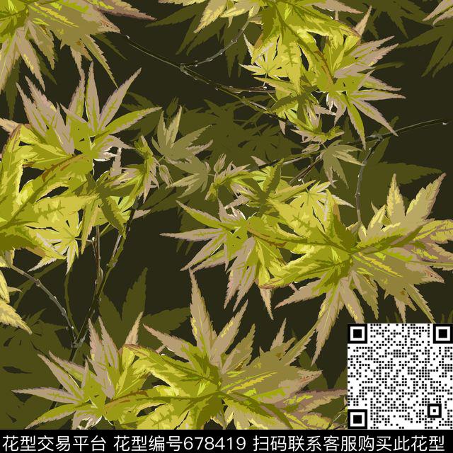 161-1.jpg - 678419 - 叶子 植物 树枝 - 数码印花花型 － 女装花型设计 － 瓦栏