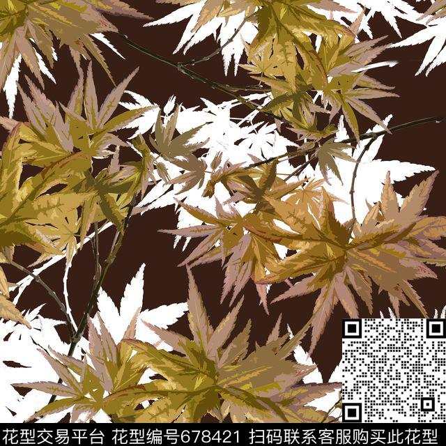 161-3.jpg - 678421 - 叶子 植物 树枝 - 数码印花花型 － 女装花型设计 － 瓦栏