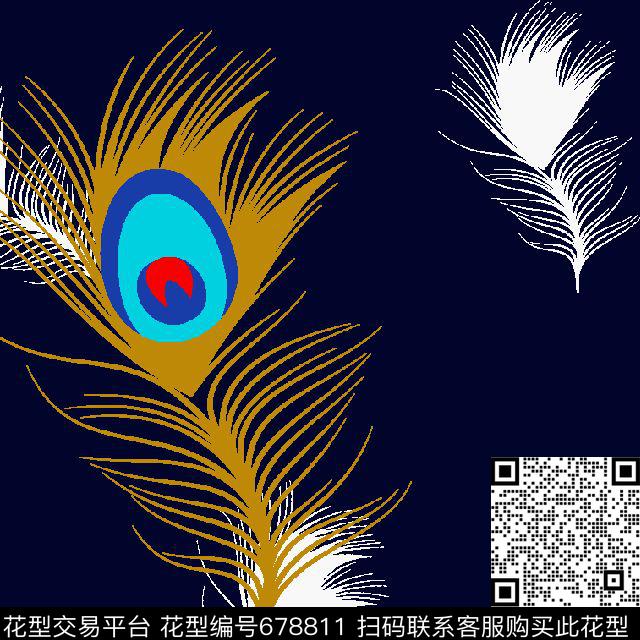 023-1.tif - 678811 - 孔雀羽毛 抽象 衬衫 - 传统印花花型 － 男装花型设计 － 瓦栏