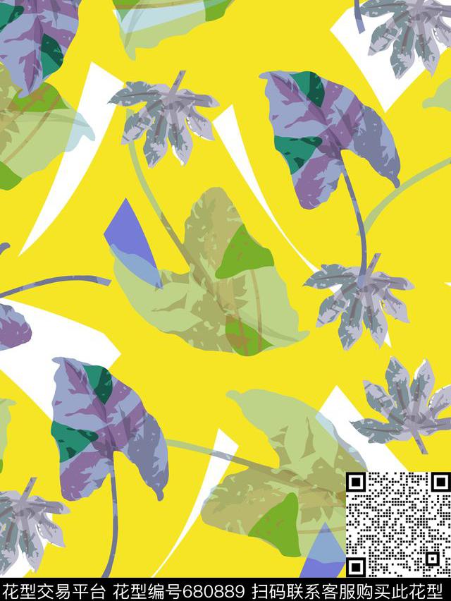120.jpg - 680889 - 花卉 植物 几何 - 数码印花花型 － 泳装花型设计 － 瓦栏