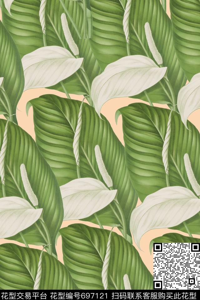 7161.jpg - 697121 - 叶子 热带 植物 - 数码印花花型 － 女装花型设计 － 瓦栏