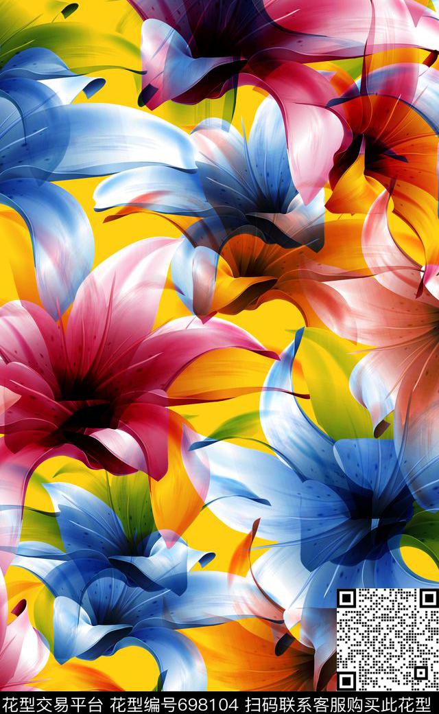 xcwh0614-A.jpg - 698104 - 高清花卉 数码印花 欧美流行时尚印花 - 数码印花花型 － 泳装花型设计 － 瓦栏