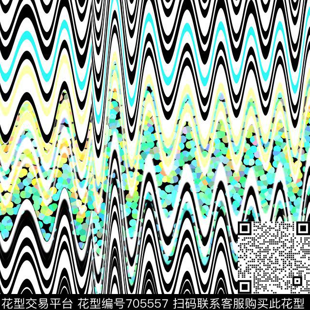 波浪条纹绿.jpg - 705557 - 不规则锯齿波浪 波浪 条纹波浪 - 数码印花花型 － 女装花型设计 － 瓦栏