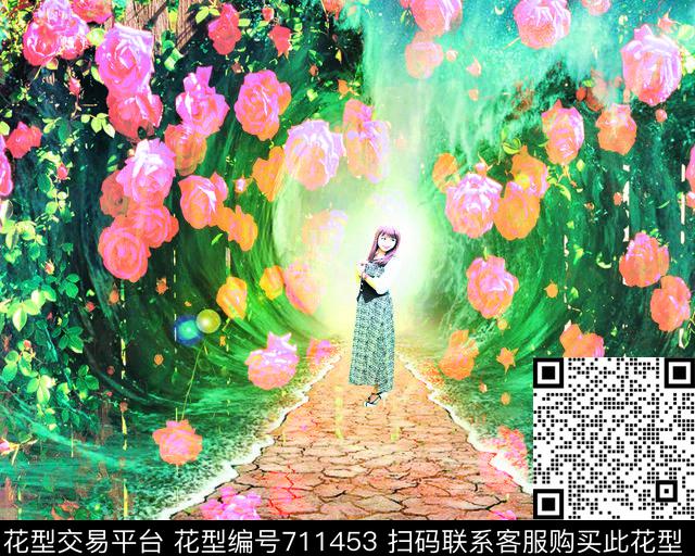 juda_hailang_chuangyi.tif - 711453 - 风景 玫瑰 花朵 - 数码印花花型 － 女装花型设计 － 瓦栏