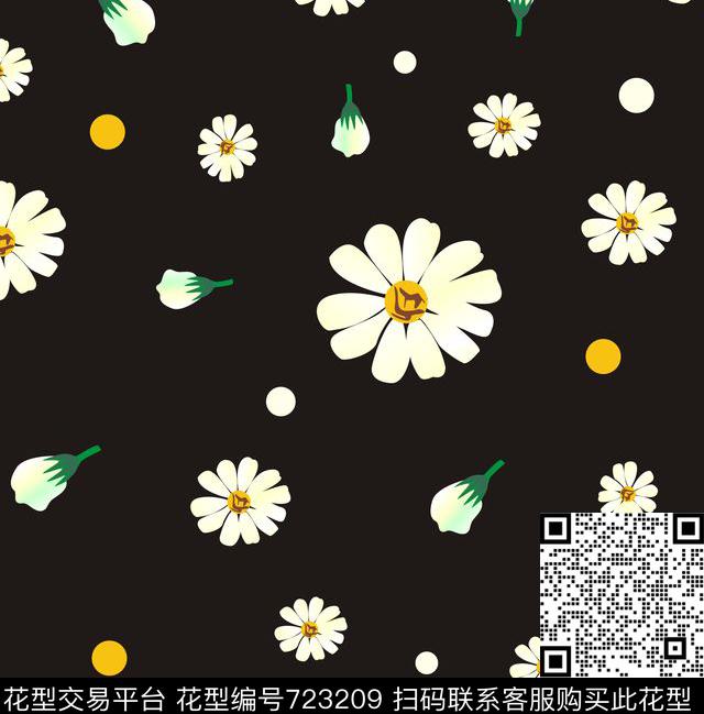 花型007.jpg - 723209 - 菊花 雏菊 花朵 - 传统印花花型 － 女装花型设计 － 瓦栏