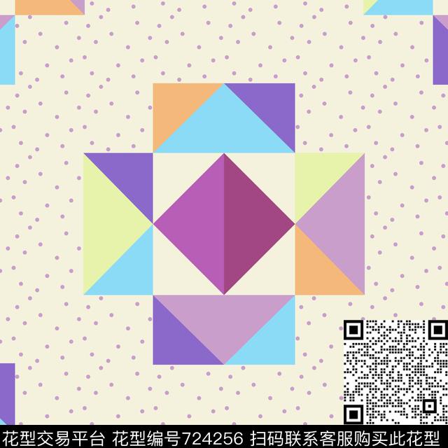 和睦的几何图案.jpg - 724256 - 色块 几何 家纺 - 传统印花花型 － 沙发布花型设计 － 瓦栏