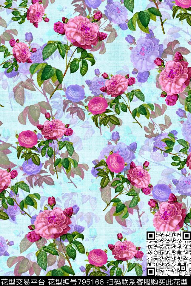 Y17M23-2.tif - 795166 - 家纺类 乱花 花朵 - 数码印花花型 － 窗帘花型设计 － 瓦栏
