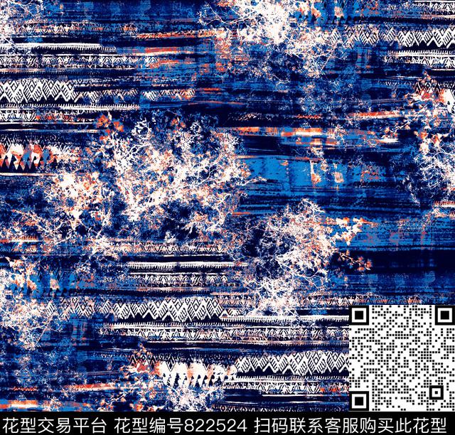 KT-D0004_P (O)(W-59.99 H-57.51cm).tif - 822524 - 图腾 欧式 波西米亚 - 数码印花花型 － 女装花型设计 － 瓦栏