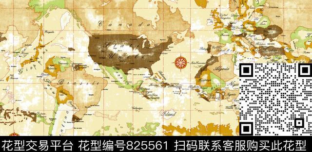 YJH170408a.jpg - 825561 - 线条 地图 - 传统印花花型 － 沙发布花型设计 － 瓦栏