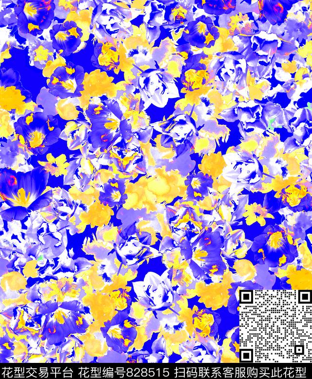 DG95-1498_P3 (W-38.85 H-47.25cm).tif - 828515 - 花朵 三色堇 小碎花 - 数码印花花型 － 女装花型设计 － 瓦栏