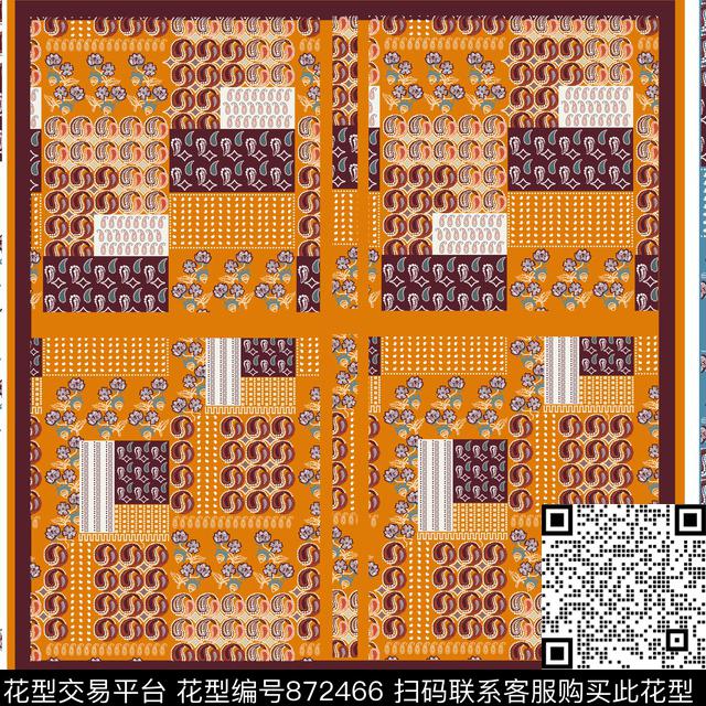 20170614004.jpg - 872466 - 卷草纹 土耳其风格 民族风 - 数码印花花型 － 方巾花型设计 － 瓦栏