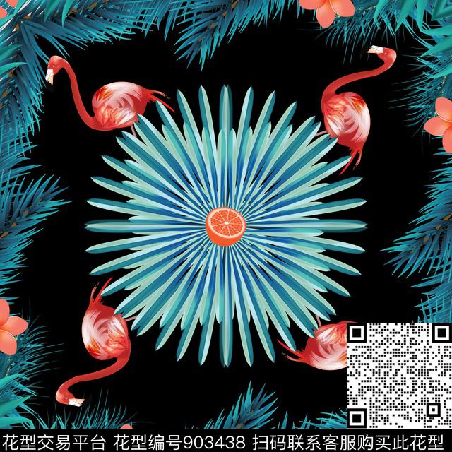 1707-4.jpg - 903438 - 大牌风 花卉 手绘花卉 - 数码印花花型 － 方巾花型设计 － 瓦栏