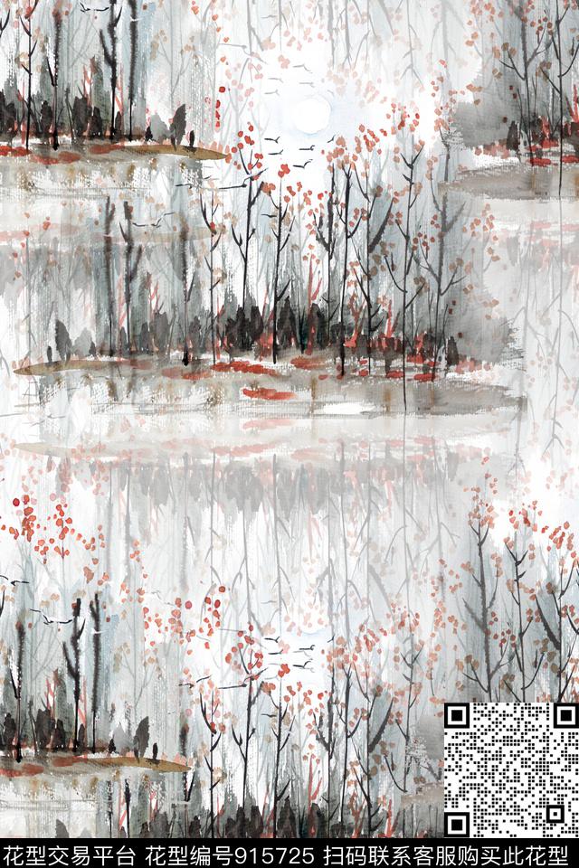 小树林.jpg - 915725 - 田园 艺术 数码花型 - 数码印花花型 － 女装花型设计 － 瓦栏