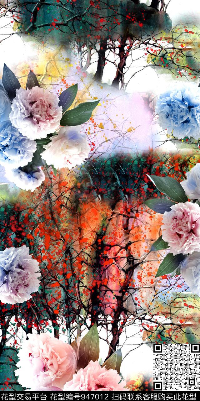 171015.jpg - 947012 - 数码花型 满版散花 底纹 - 数码印花花型 － 女装花型设计 － 瓦栏