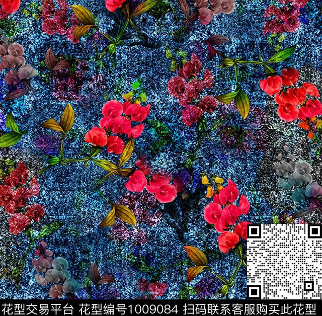 T0018.jpg - 1009084 - 数码花型 手绘花卉 香云纱 - 数码印花花型 － 女装花型设计 － 瓦栏