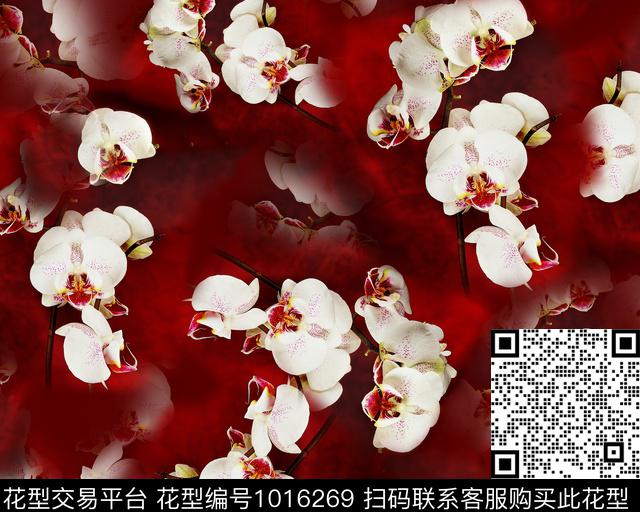 hv.jpg - 1016269 - 花卉 香云纱 蝴蝶兰 - 数码印花花型 － 女装花型设计 － 瓦栏