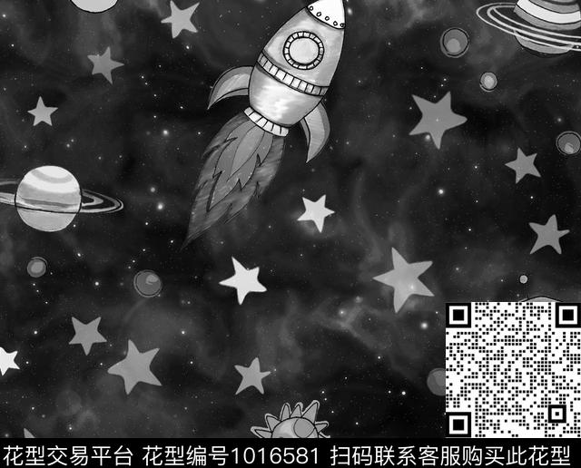 星空之旅-黑.jpg - 1016581 - 数码花型 男装 宇宙 - 数码印花花型 － 童装花型设计 － 瓦栏