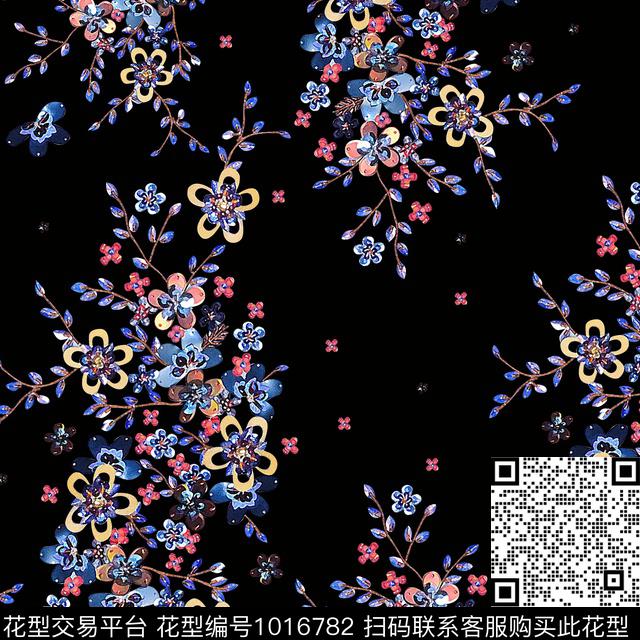 多彩花卉.jpg - 1016782 - 数码花型 花卉 大牌风 - 数码印花花型 － 女装花型设计 － 瓦栏