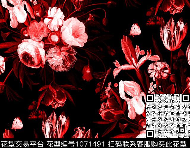 R1805110A.jpg - 1071491 - 数码花型 花卉 大牌风 - 数码印花花型 － 女装花型设计 － 瓦栏