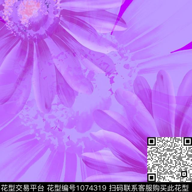 wj2216-3.jpg - 1074319 - 数码花型 菊花 水彩花卉 - 数码印花花型 － 方巾花型设计 － 瓦栏