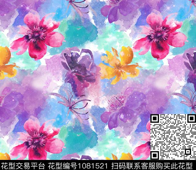 SS0014.jpg - 1081521 - 数码花型 春夏花型 水彩花卉 - 数码印花花型 － 女装花型设计 － 瓦栏