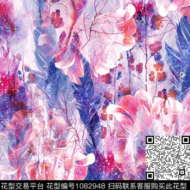 20180615.jpg - 1082948 - 数码花型 抽象 水彩花卉 - 数码印花花型 － 女装花型设计 － 瓦栏