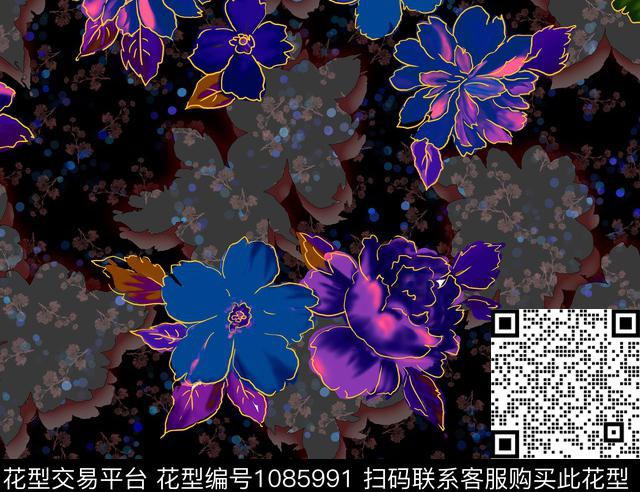 w110.jpg - 1085991 - 数码花型 抽象 花卉 - 数码印花花型 － 女装花型设计 － 瓦栏