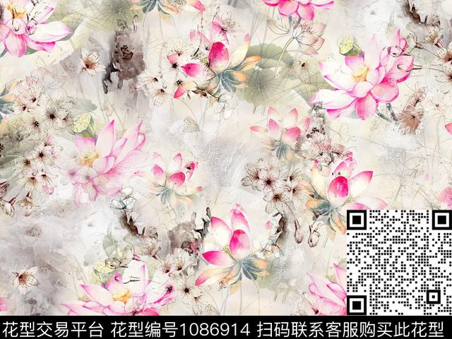 1806236.jpg - 1086914 - 数码花型 花卉 女装 - 数码印花花型 － 女装花型设计 － 瓦栏