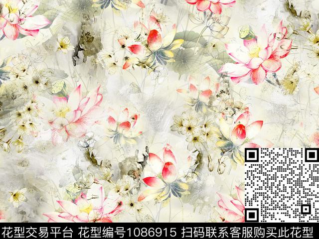 1806236-1.jpg - 1086915 - 数码花型 花卉 女装 - 数码印花花型 － 女装花型设计 － 瓦栏