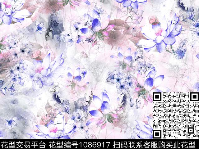 1806236-3.jpg - 1086917 - 数码花型 花卉 女装 - 数码印花花型 － 女装花型设计 － 瓦栏