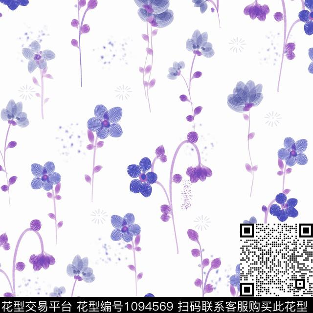 竖花2.jpg - 1094569 - 数码花型 小碎花 春夏花型 - 数码印花花型 － 女装花型设计 － 瓦栏