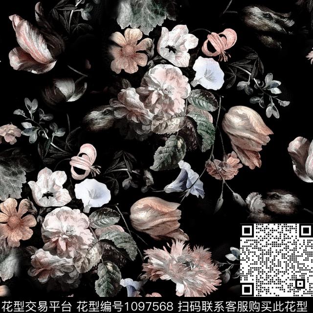 6.jpg - 1097568 - 花卉 3D立体 黑底花卉 - 数码印花花型 － 女装花型设计 － 瓦栏