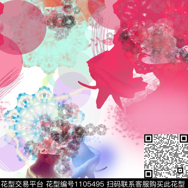 898890121.jpg - 1105495 - 创意 几何 抽象 - 数码印花花型 － 女装花型设计 － 瓦栏