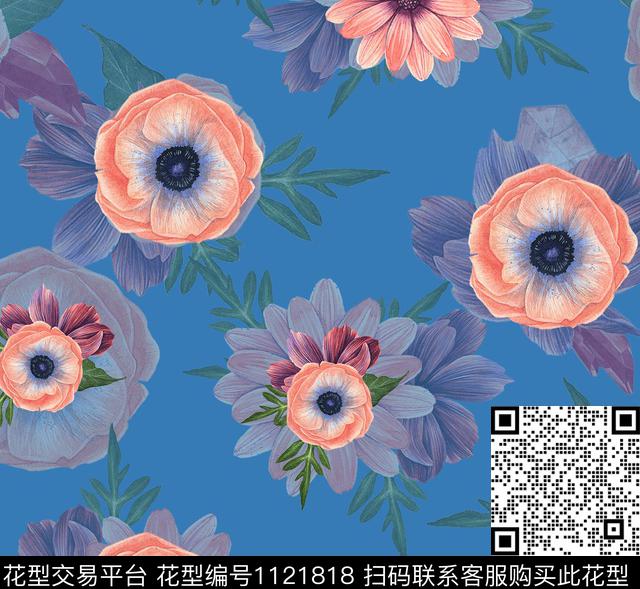 JCH18-J053.jpg - 1121818 - 简约 数码花型 花卉 - 数码印花花型 － 女装花型设计 － 瓦栏