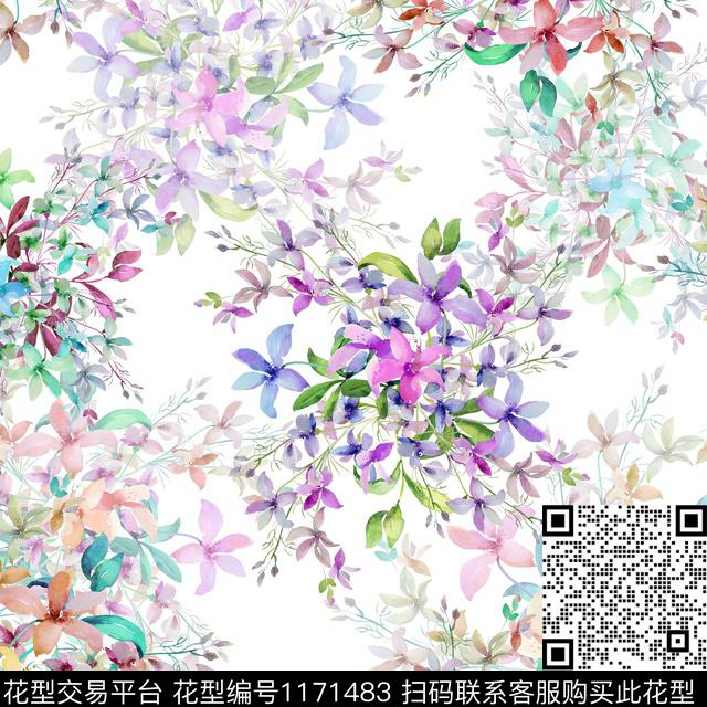 Aq00021019.jpg - 1171483 - 数码花型 抽象 花卉 - 数码印花花型 － 女装花型设计 － 瓦栏