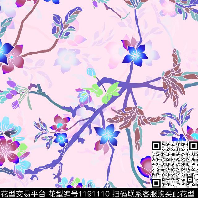 48.jpg - 1191110 - 数码花型 清爽底花卉 花卉 - 数码印花花型 － 女装花型设计 － 瓦栏