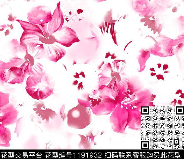 jd1311 .jpg - 1191932 - 春夏花型 扎染花型 清爽底花卉 - 数码印花花型 － 女装花型设计 － 瓦栏