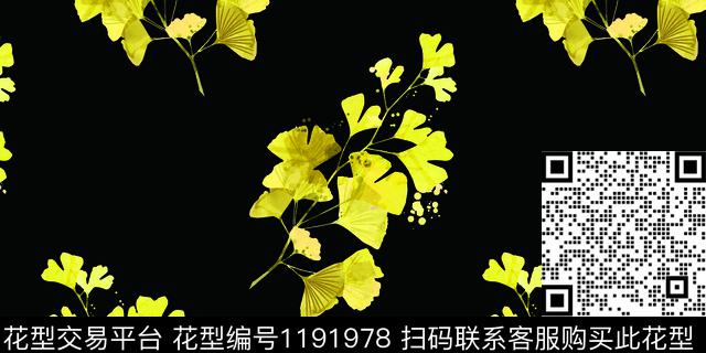 1903010-3.jpg - 1191978 - 数码花型 绿植树叶 小清新 - 数码印花花型 － 女装花型设计 － 瓦栏