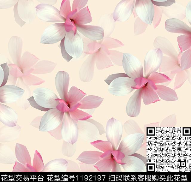 51-杏.jpg - 1192197 - 数码花型 清爽底花卉 大花 - 数码印花花型 － 女装花型设计 － 瓦栏